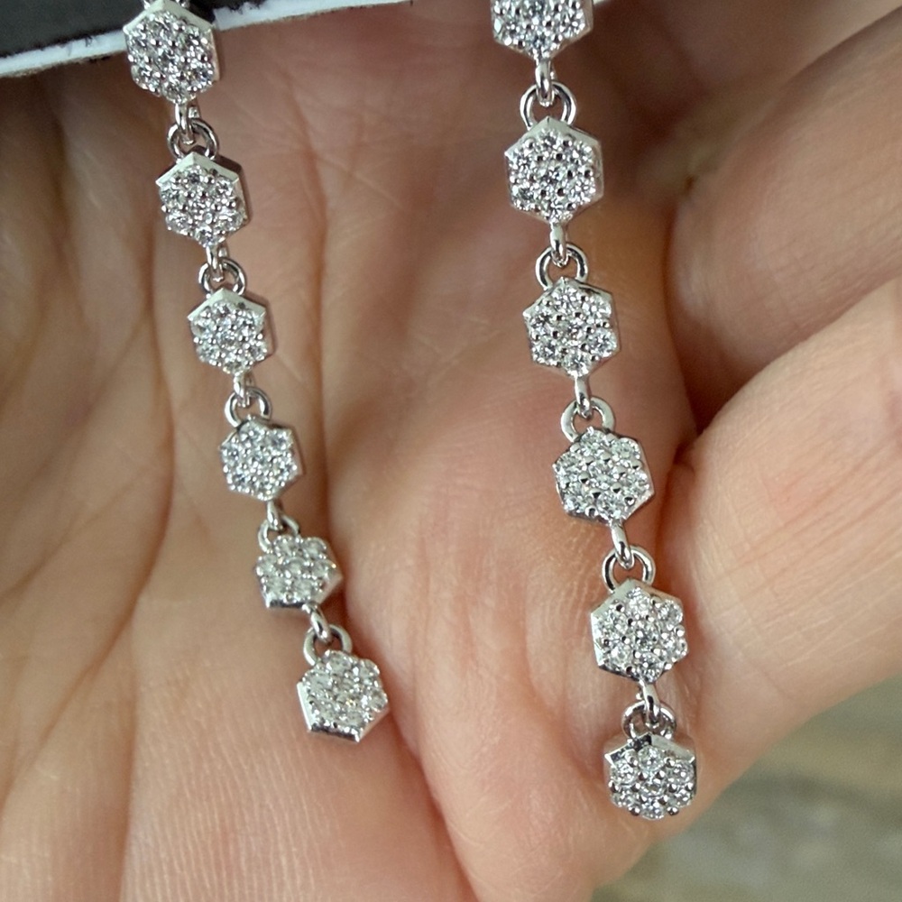 18k white gold Birks Diamond Drop Earrings - Picture 6 of 16